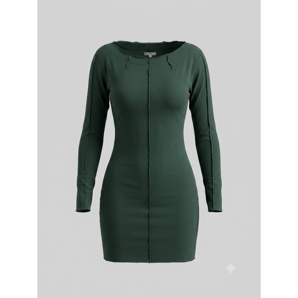 Raw Earth Wild Sky Green Deconstructed Organic Cotton Shirt Dress‎ S Made in USA